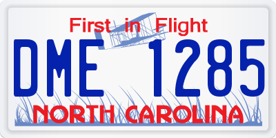 NC license plate DME1285
