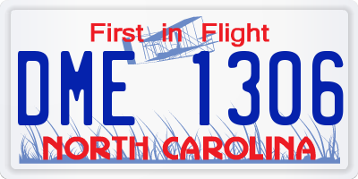NC license plate DME1306