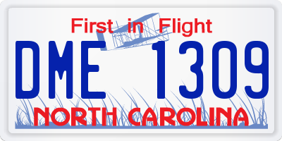 NC license plate DME1309
