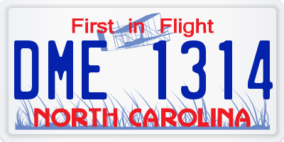 NC license plate DME1314