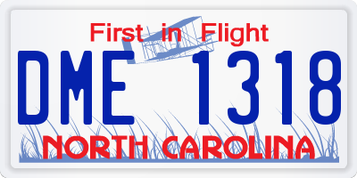 NC license plate DME1318