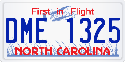 NC license plate DME1325