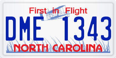 NC license plate DME1343