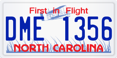 NC license plate DME1356