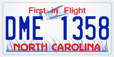 NC license plate DME1358