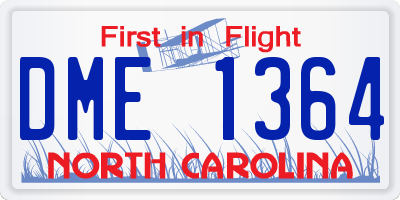 NC license plate DME1364