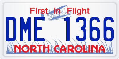 NC license plate DME1366