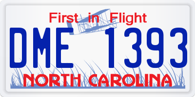 NC license plate DME1393