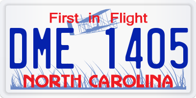 NC license plate DME1405