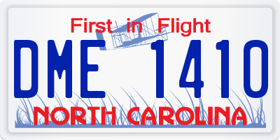 NC license plate DME1410