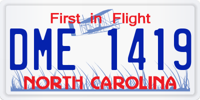 NC license plate DME1419