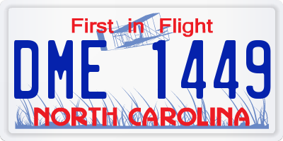 NC license plate DME1449