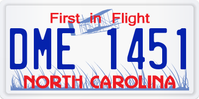 NC license plate DME1451
