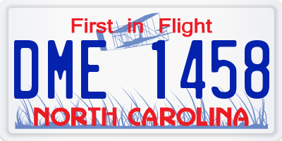 NC license plate DME1458