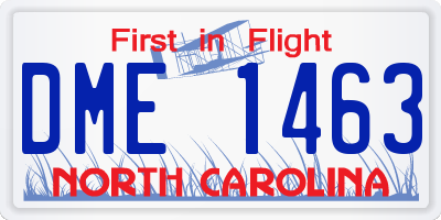 NC license plate DME1463