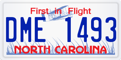 NC license plate DME1493