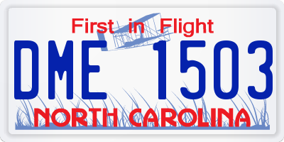 NC license plate DME1503