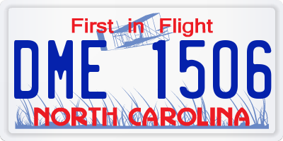 NC license plate DME1506