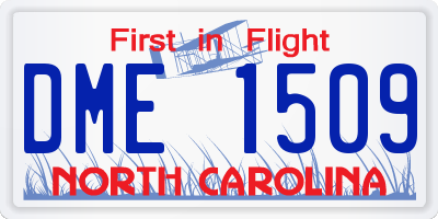 NC license plate DME1509