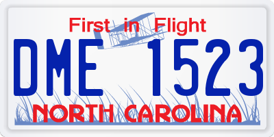 NC license plate DME1523