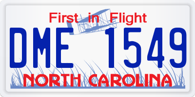 NC license plate DME1549