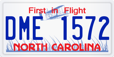 NC license plate DME1572