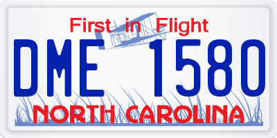 NC license plate DME1580