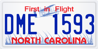 NC license plate DME1593