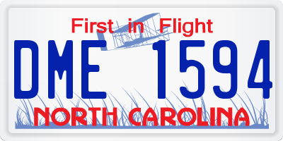 NC license plate DME1594