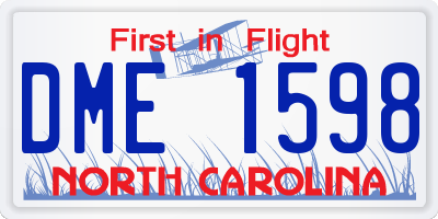 NC license plate DME1598