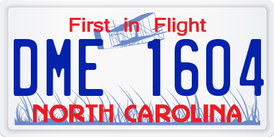 NC license plate DME1604