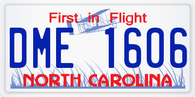 NC license plate DME1606
