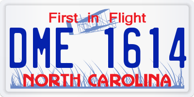 NC license plate DME1614