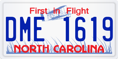 NC license plate DME1619