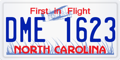 NC license plate DME1623