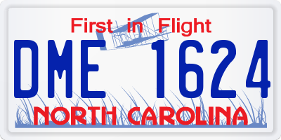 NC license plate DME1624