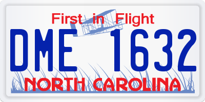 NC license plate DME1632