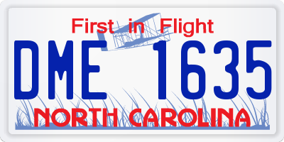 NC license plate DME1635