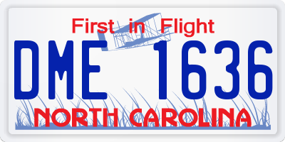 NC license plate DME1636