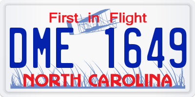 NC license plate DME1649