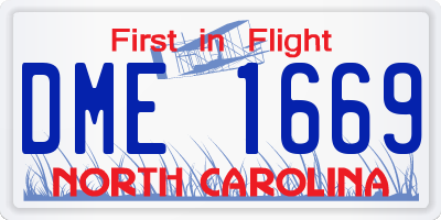 NC license plate DME1669
