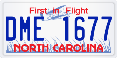 NC license plate DME1677