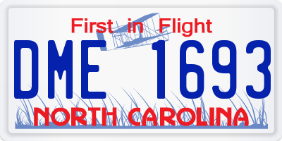 NC license plate DME1693