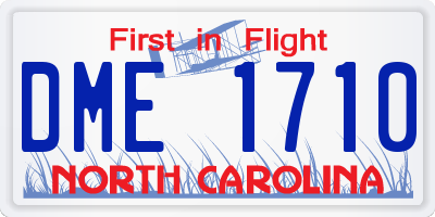 NC license plate DME1710
