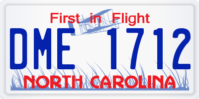 NC license plate DME1712