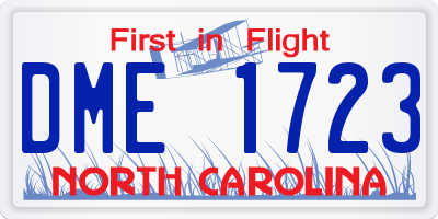 NC license plate DME1723