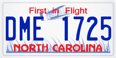 NC license plate DME1725
