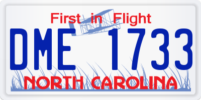 NC license plate DME1733