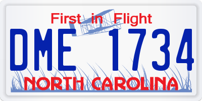 NC license plate DME1734