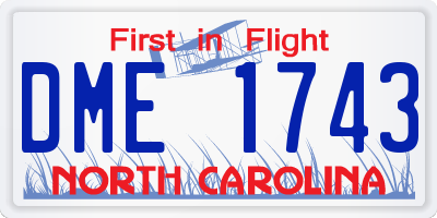 NC license plate DME1743